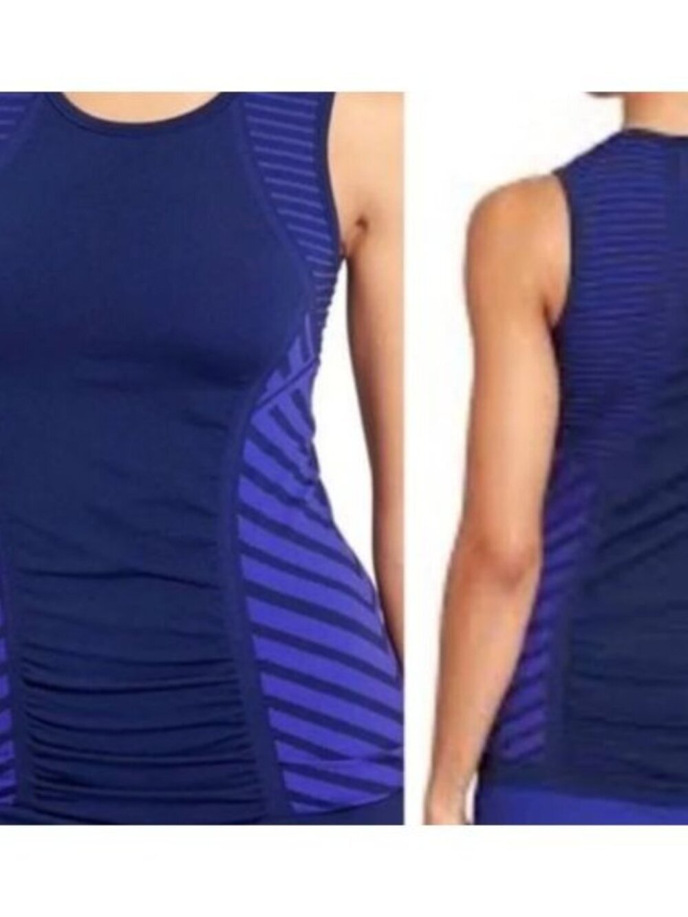 ATHLETA Women Fastest Track Scrunch Sleeveless Muscle Tee Sz XS Purple Active